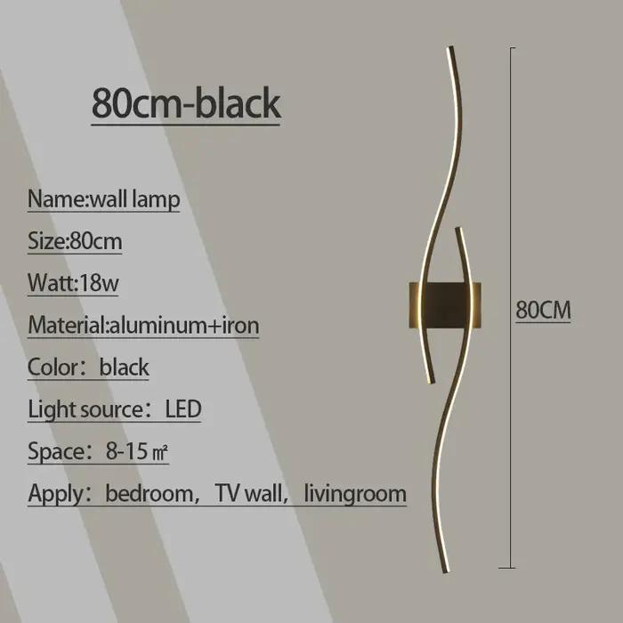 Applique Murale LED Design Moderne Noire Élégante Pour Salon Cuisine Chambre Occasions Spéciales