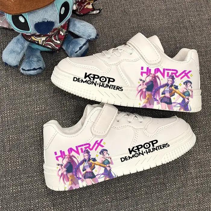 Chaussures décontractées pour enfants, design imprimé KPOP, chaussures de sport blanches pour garçon