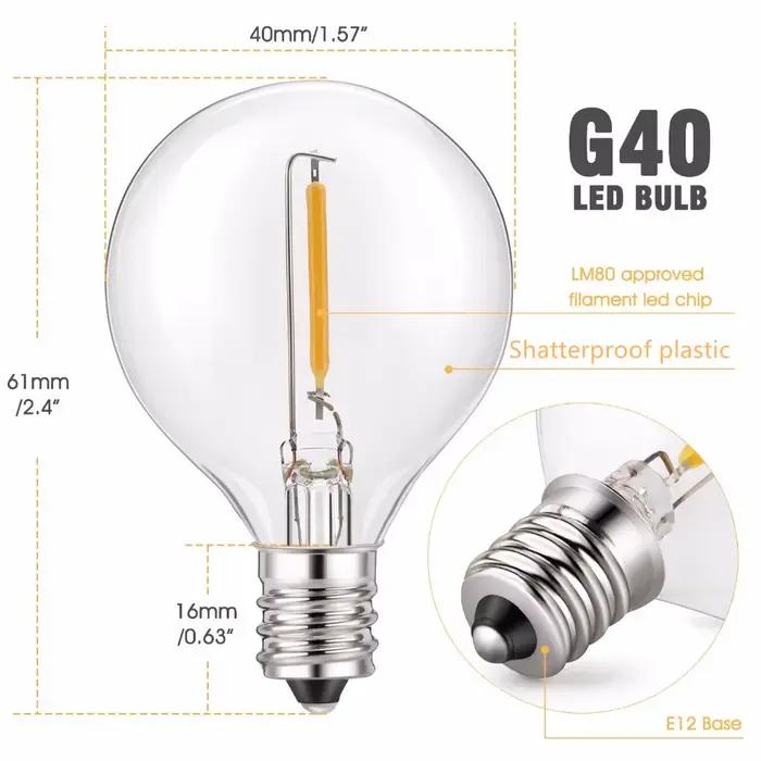 Ampoules globe transparentes à LED, remplacement chaud E12, G40, 5W, 7W, ampoule structurels ente in