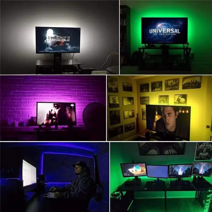 Bande lumineuse LED intelligente pour TV, 55 pouces, avec télécommande 24 touches, barre lumineuse L