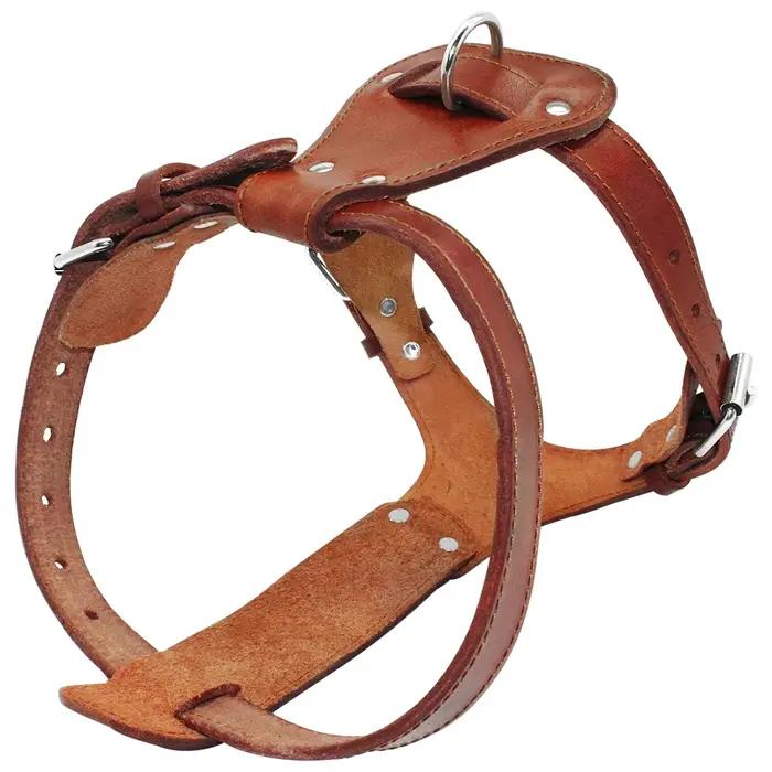 Harnais pour chien en cuir véritable marron véritable chien gilet d'entraînement de marche sangles r