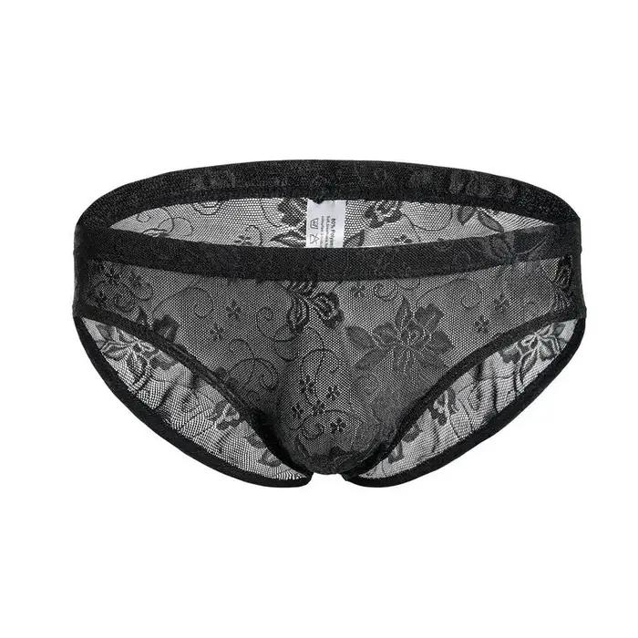 Sous-vêtements pour hommes slips maille dentelle florale culotte masculine taille basse homme doux S