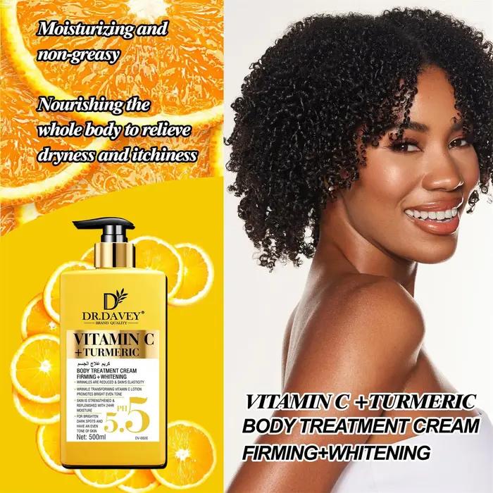 Crème éclaircissante pour le corps au curcuma à la vitamine C +. Crème anti-âge pour taches de vieil