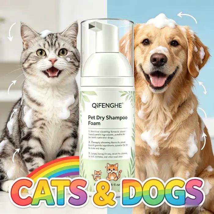 Shampooing sec en mousse pour chats et chiens