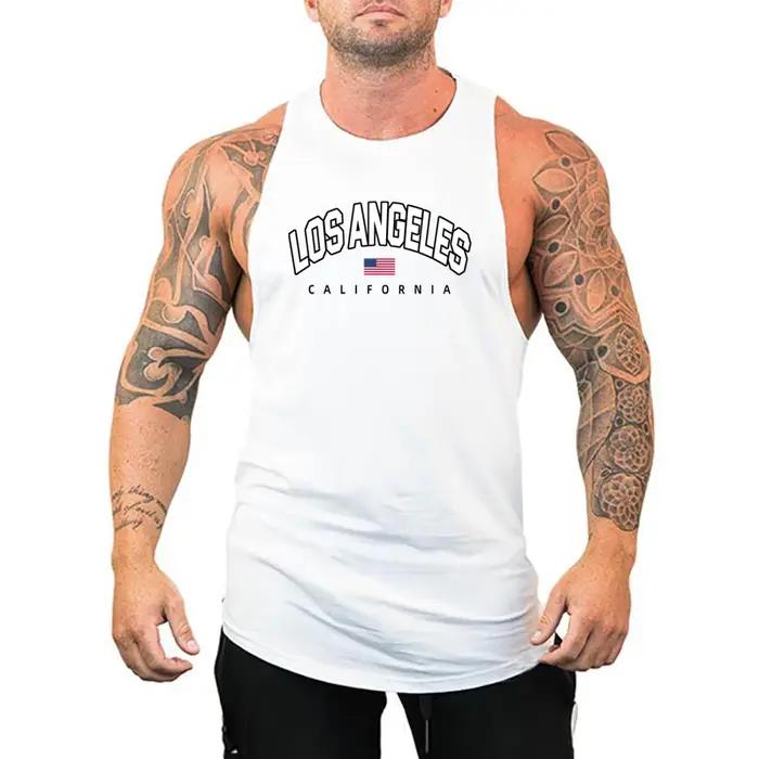 Gilets de sport en coton respirant pour hommes, chemise musculaire, chemise de musculation, vêtement