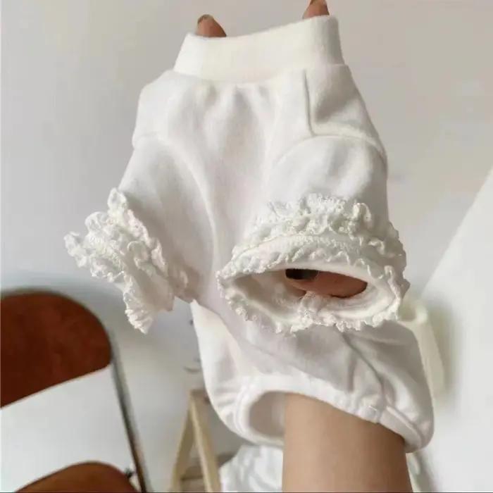 Chien pur blanc chemise de fond vêtements pour animaux de compagnie blanc chiot chat Teddy printemps