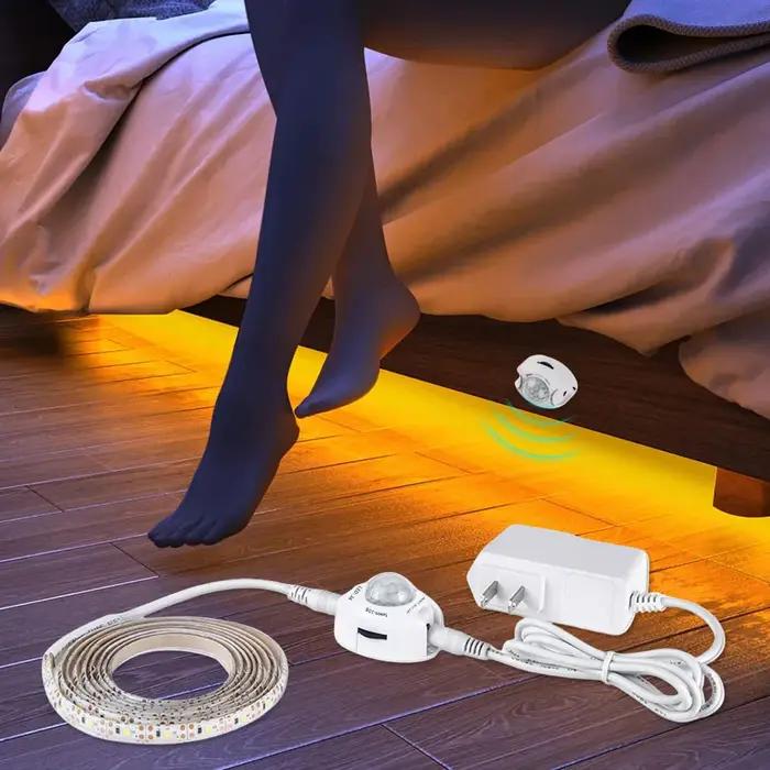 Capteur de mouvement sous-meuble lumières placard cuisine lit veilleuse d'urgence bande LED Flexible