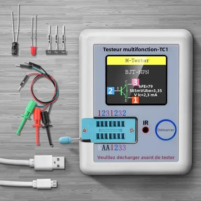 LCR TC1 1.8 "TFT LCD affichage multimètre Transistor testeur Diode Triode condensateur résistance Test mètre MOSFET