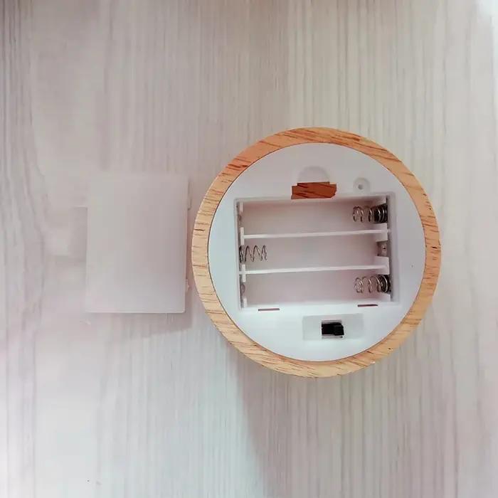 Base d'affichage de lumière LED ronde en bois à piles de 8cm, support de lampe de Table 3D, Base de