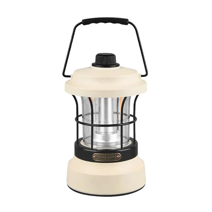Lampe rétro portable pour camping et randonnée, source lumineuse USB rechargeable avec style vintage pour activités en plein air et occasions spéciales