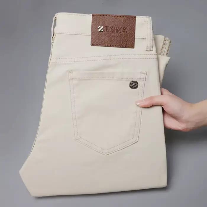 Jean de luxe haut de gamme pour hommes, pantalon élastique tendance polyvalent, coupe slim, simple e