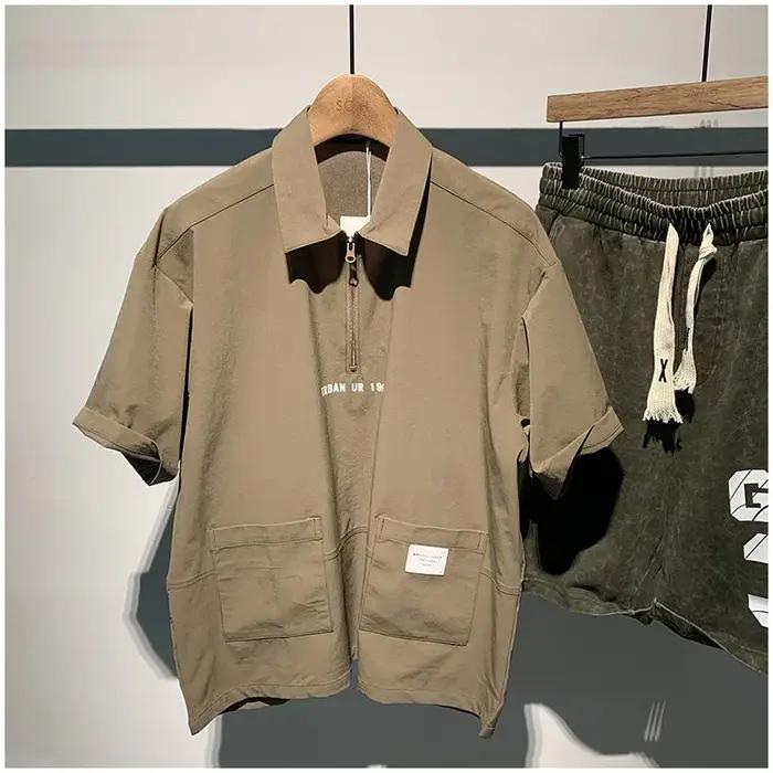 Vêtements pour hommes couleur unie Polo confortable Premium coupe ample décontracté à manches courtes à la mode