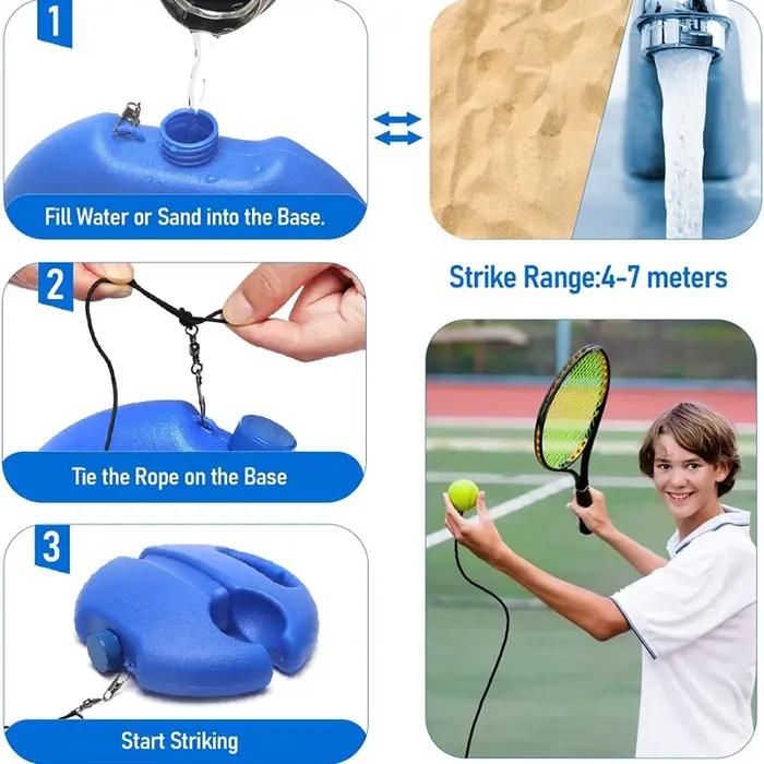 Entraîneur de tennis avec 1 balle de tennis pour débutant, ensemble de rebondisseur de tennis pour l'auto-entraînement, équipement d'entraînement auxiliaire pour club