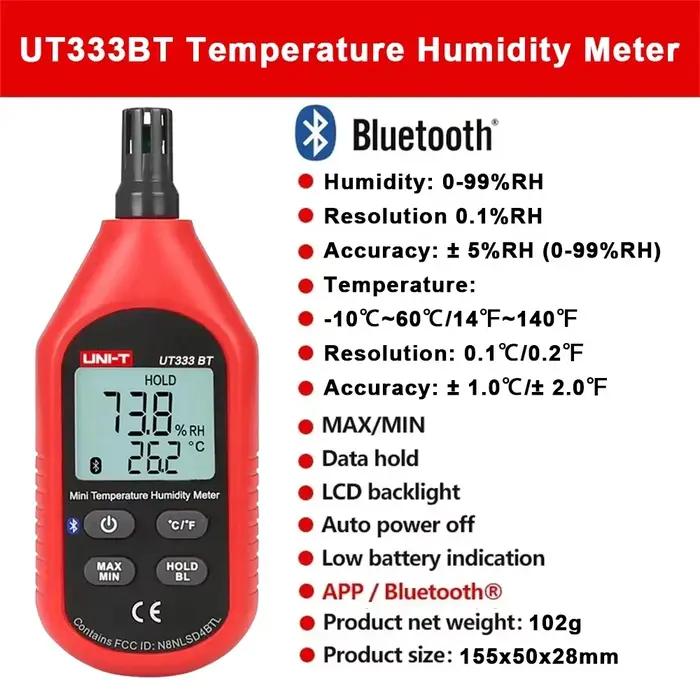UNI-T UT333 UT333BT hygromètre numérique thermomètre 2 en 1 température humidité mètre Mini capteur