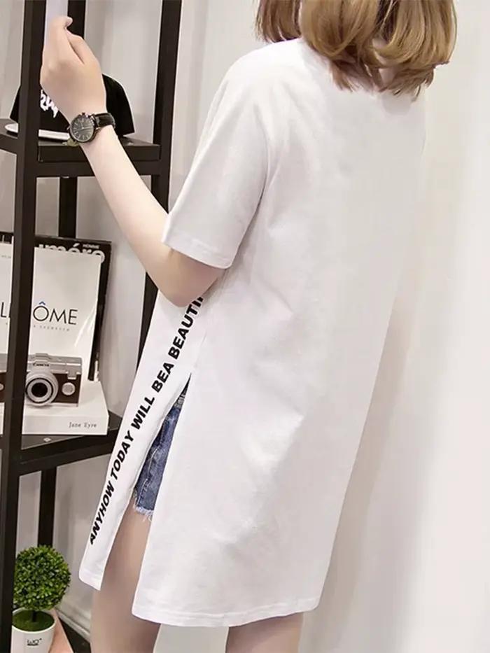 T-shirt manches courtes femme, ample, ample, en coton, imprimé jour de merveilles, été