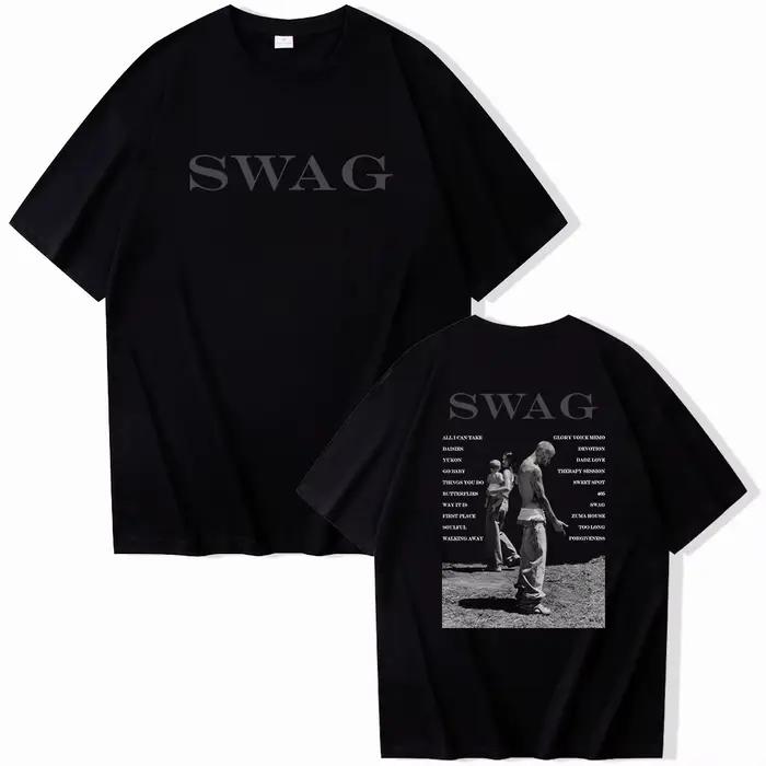 Bieber SWAG 2025 Justin Album T-shirt 2 faces col rond manches courtes chemises Fans cadeau