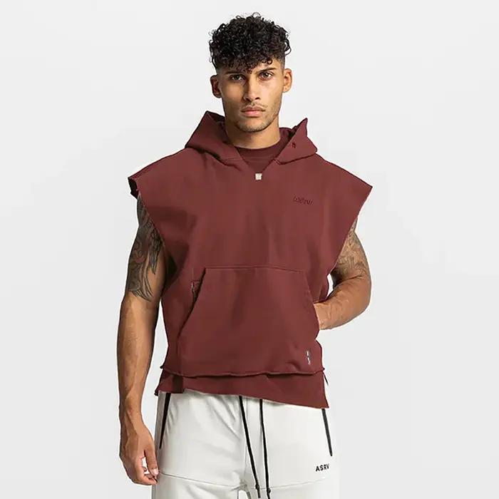 Haut sans manches homme ASRV hoodie coton polyester à capuche pour entraînement sportif et occasions décontractées