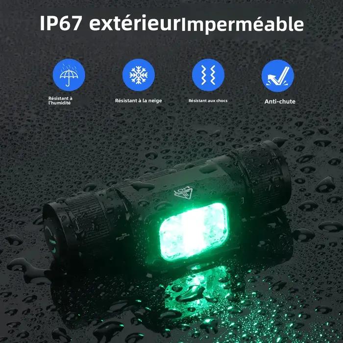 BORUiT HP360 LED phare 1000LM puissant type-c rechargeable