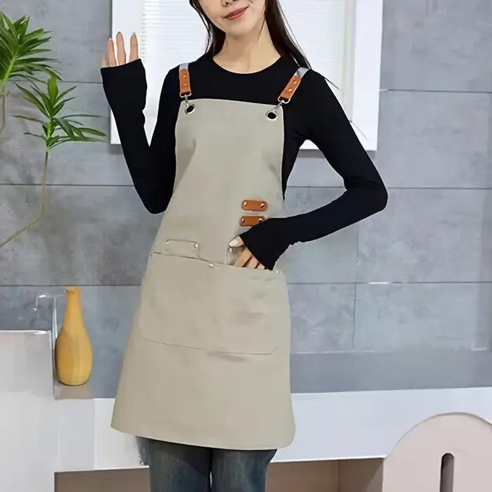 Tablier de chef en toile de coton avec grandes poches pour hommes et femmes occassions de cuisine et présentations de plats