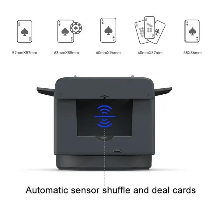 Distributeur automatique cartes 360° - Machine rechargeable mélange et distribution cartes à jouer 2 en 1