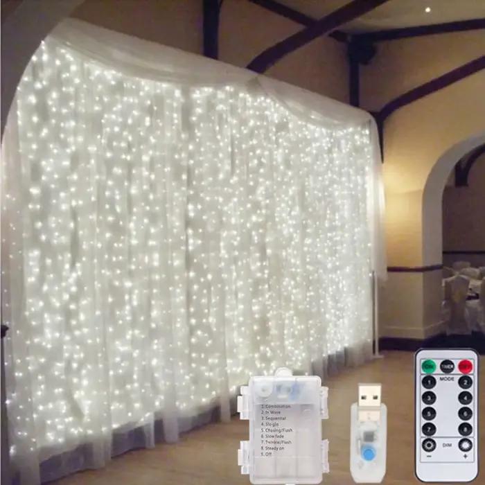 Lumières dégradées de rideau de LED, batterie USB, 62 guirlandes lumineuses, guirxiété de Noël, fête