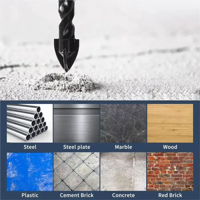 10 pièces de Kit de forets à béton, adaptés au verre, plastique, bois, brique, carbure de tungstène, forets croisés en alliage dur