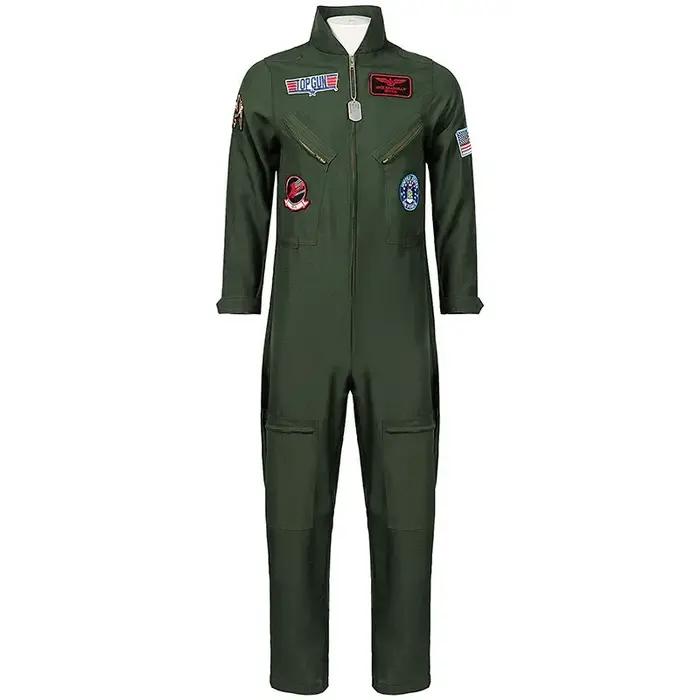 Costume de pilote de chasse imbibé de vol de l'armée de l'air cosplay avec collier de lunettes combinaison
