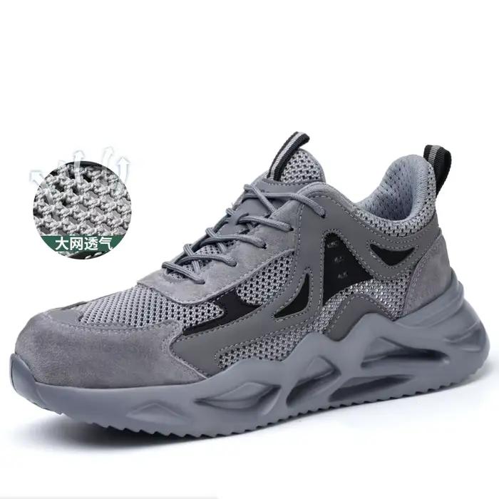 Chaussures de sécurité WOUDHONY pour hommes, bout rond en acier, semelles EVA, patch-travail, bottes de sécurité robustes et respirantes pour le printemps et l'automne