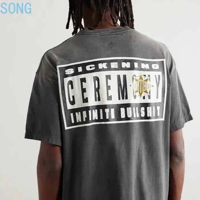 T-shirt Saint Loose ample à manches courtes style rétro en coton pour hommes et femmes occassions printemps été