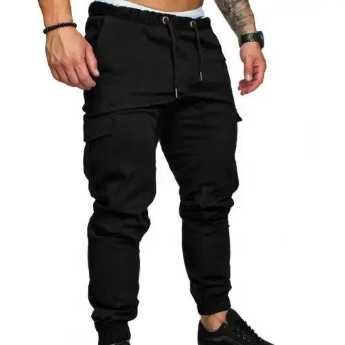 Pantalon jogging homme décontracté 2022 couleur unie poches sport street hip hop vêtements