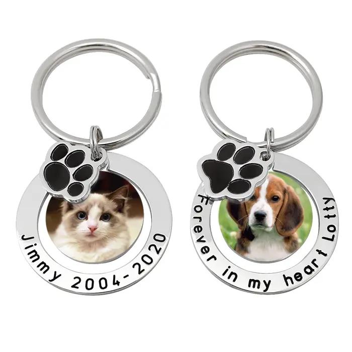 Porte-clés personnalisé avec photo de chien ou chat, porte-clés à la mode pour amoureux des animaux, cadeau commémoratif personnalisé pour occasions spéciales