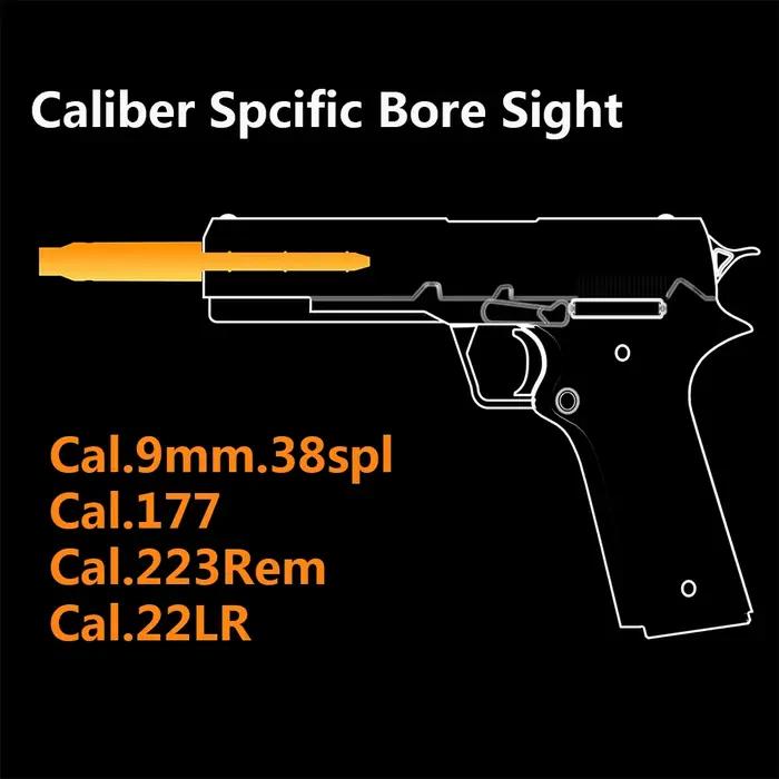 Visée d'alésage Laser tactique. 177/22LR/.223Rem/9mm/.38spl Cal, baril d'extrémité d'alésage Laser rouge pour pistolets de Revolvers, fusil, pistolets à Air