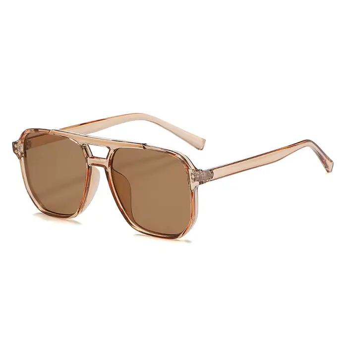 Lunettes de soleil pilote surdimensionnées vintage double pont ovale grandes lentilles jaunes unisexe randonnée