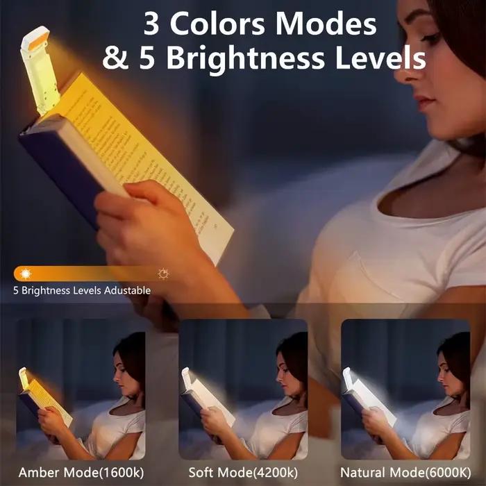 Lampe de livre avec minuterie USB Rechargeable 3 couleurs et 5 luminosité lampe de lecture lampe de