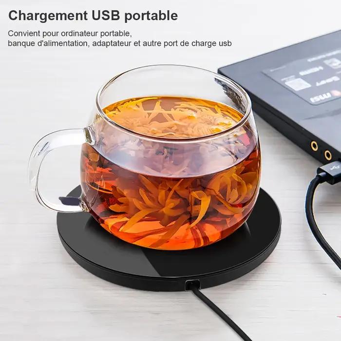 Chauffe-tasse thermostatique USB pour bureau à domicile, chauffe-boissons, conteneur de lait, eau chaude, café, thé, boissons chaudes bleu ciel ou bleu marine