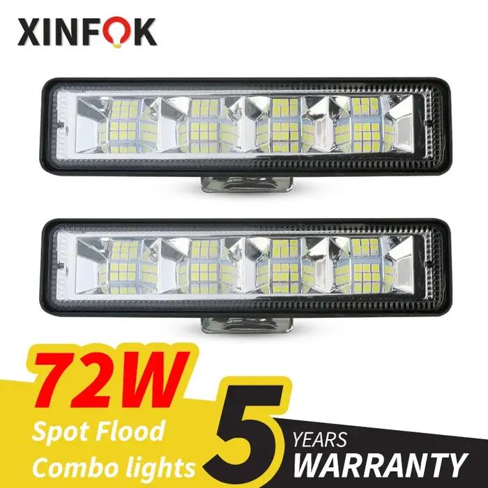Barre lumineuse de travail pour voiture, 72W, 4x4, 24 LED, faisceau combiné, pour véhicule tout-terr