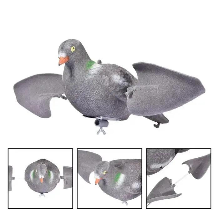 Leurre pigeon à ailes mobiles - Appât de chasse réaliste avec mouvement pour jardin et extérieur