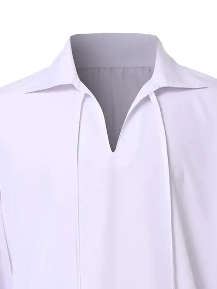 Chemise pirate rétro médiévale à col en V pour hommes – Beige, coupe ample avec manches tombantes, h