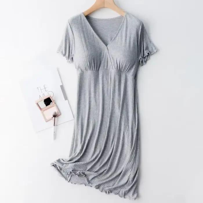 pyjama allaitement maternité vêtements grossesse ete coton robe pour femme enceinte chemise de nuit