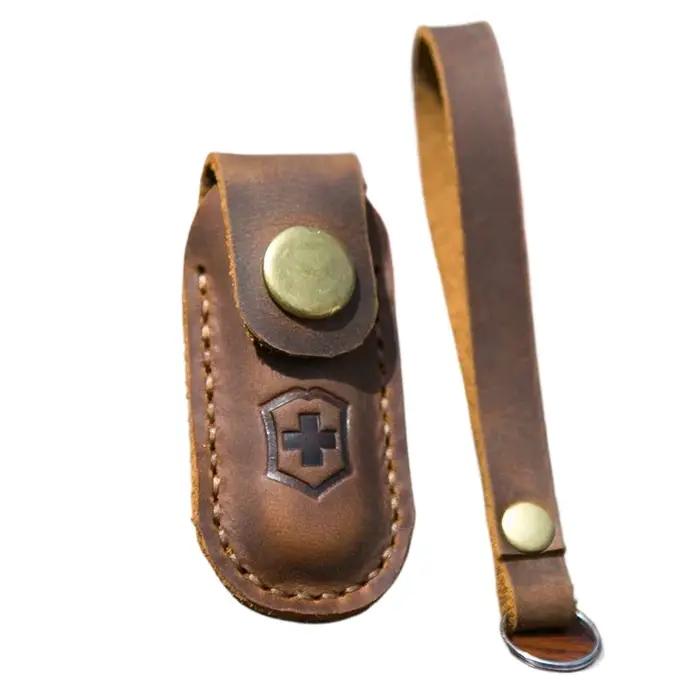 Couteau suisse, étui en cuir, étui de protection, fourreau, couteau pliant rétro portable 9,5X3,2CM