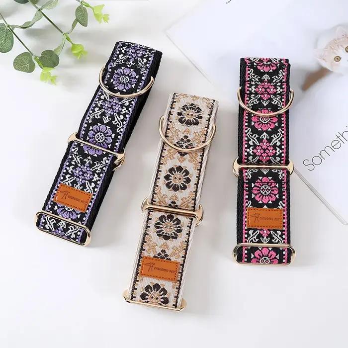 Collier de martingale ethnique chinois pour chiens, design unique, confortable et durable pour toutes les races et saisons