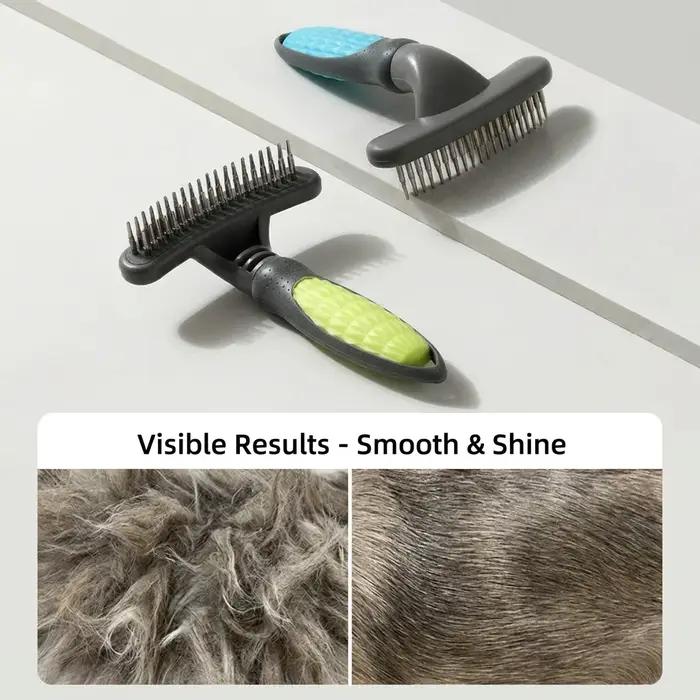 Brosse démêlante rotative à double rangée de 39 picots pour chiens et chats à poils longs – Outil de toilettage et de