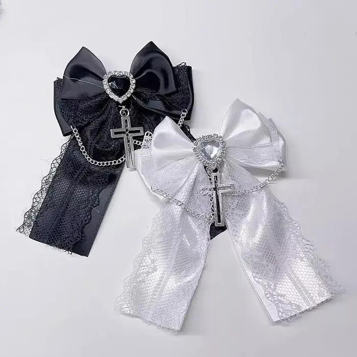 Accessoires pour cheveux gothiques pour filles, pince à cheveux queue de cheval en dentelle japonais