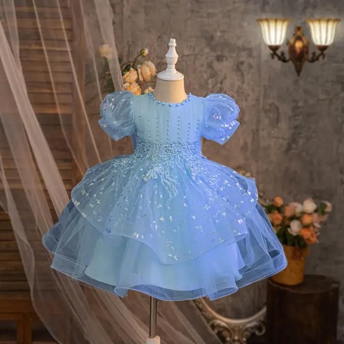 Jupe moelleuse brodée de perles avec nœud pour filles