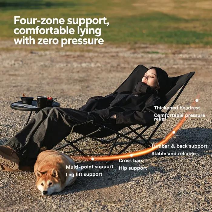 Blackdog-Chaise de camping pliable avec oreiller