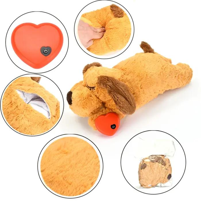 Jouet en peluche à battement de cœur pour chiens réduction anxiété adaptation nouveau milieu aide au sommeil durable