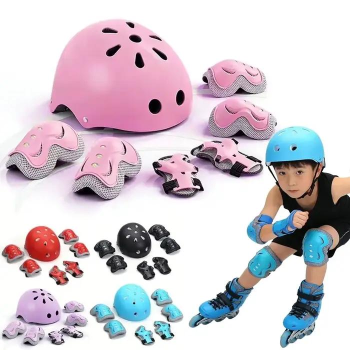 Ensemble de protections réglables pour enfants 7 pièces/ensemble équipement de sécurité épaissi absorbant les chocs respirant adapté pour divers sports de plein air