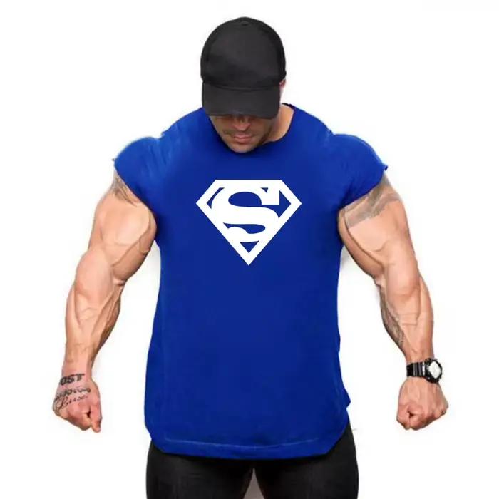 Maillot de sport en coton glacé pour homme, chemise en Y, haut de fitness, vêtements de musculation,