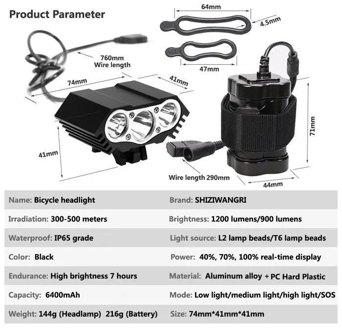 3xT6 LED feu avant de vélo phare de vélo lampe de poche étanche lampe de cyclisme de montagne 2700 L