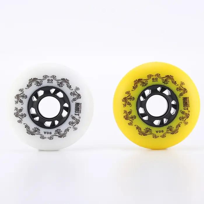 8 pièces blanc/jaune patins à roulettes roues 90A Freestyle pneu Durable 72mm 76mm 80mm patin à roul